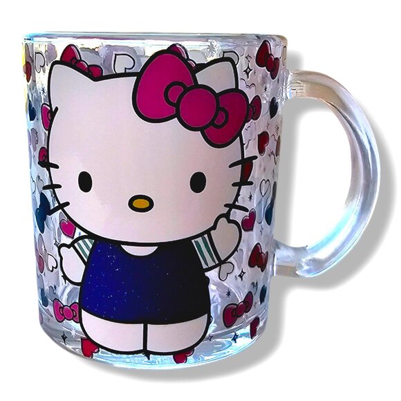 Hello Kitty Glass Mug, Sanrio, Gift for Her, Cute Bow Design, Tea, Coffee - Picture 2 of 5